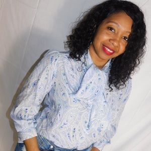Blue and white vintage blouse